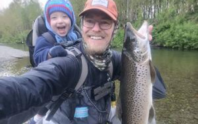 WFR2327.09 Rhys and Nico Adams making the most of the early season spring fishing conditions in the Opihi Catchment.