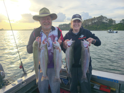 Jeff and Robyn Tuavera after a successful day jigging on Rotoiti