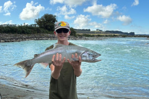 CSIRLFEB2026 Ollie Christensen's prized catch from the Rangitata River  his first sea run salmon