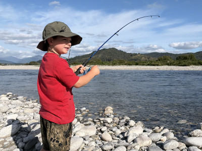 Lockie Kersten hooked up in the mid reaches of the Grey River.