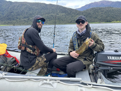 Eythan Rosel and Adam Strangman enjoying some West Coast lake fishing