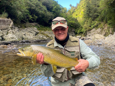 Todd McVey with a stunning 7lb brown from a Hutt River tributary last summer