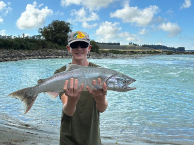 WFR2526.167 Ollie Christensen's prized catch from the Rangitata River  his first sea run salmon