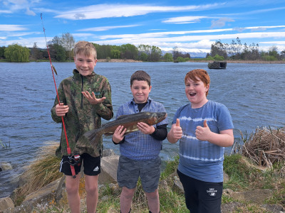 WFR2425.01 Max Sinclair Tyler Dodd Vedder Velenski with success on opening day 2023 at Bortons Pond photo N Dellaway. 
