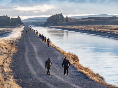 WFR2021.61 Anglers fish a popular stretch of the upper Tekapo Canal known as the Magic Carpet July 2020 Credit Rhys Adams
