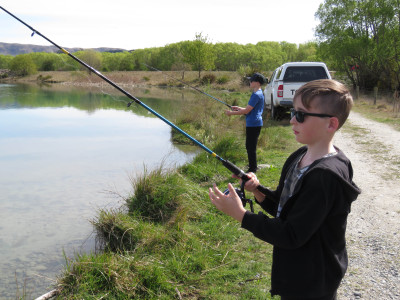 RL Sept22 CSI 1 Sean and Dan OConnor fishing Bortons Pond on Opening Day 2020